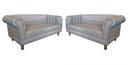 Ver imagem 1 de Dois Sofás Chesterfield Capitone Duque Corano Bege 2,30cm