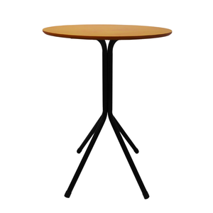 Mesa Bistrô Baixa Estrutura Aço Tampo Mdf Cozinha Bar Redondo Mel