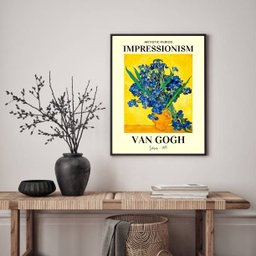 Quadro Flores Impressionistas - Van Gogh 33x24cm - com Vidro:madeira Branca - 2 Quadro Flores Impressionistas - Van Gogh 33x24cm - com Vidro:madeira Branca - 2