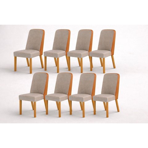 Kit 8 Cadeiras Maciça de Jantar Estofada Iza- Arbo Design