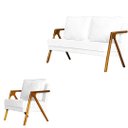 Ver imagem 1 de Kit 1 poltrona Marilia + Namoradeira Marilia Recepçãoo - Courino Branco