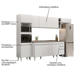Armário de Cozinha Modulada 5 Peças CP18 com Pia Inox Branco - Lumil Lumil Móveis - 3