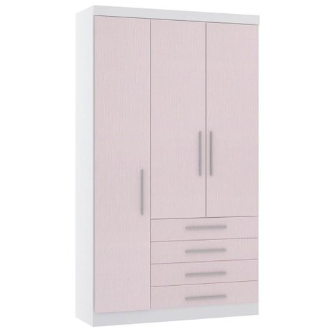Guarda Roupa Modulado 132cm 3 Portas e 4 Gavetas Alpes Luciane Móveis