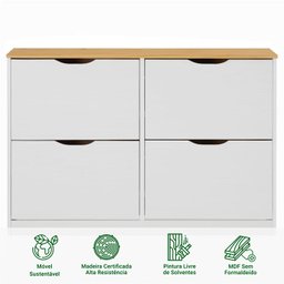 Sapateira Basculantes Madeira 24 Pares Basil Mel Branco - 6