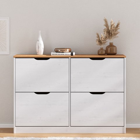 Sapateira Basculantes Madeira 24 Pares Basil Mel Branco Idimex