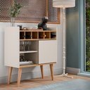 Ver imagem 3 de Aparador Buffet Balcão Adega Bar Sala de Estar Cantinho do Café Retrô Florença - Off White/ Nature