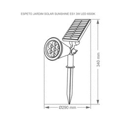Espeto Jardim Solar Sunshine ES1 3W Led 6500K- Taschibra - 4