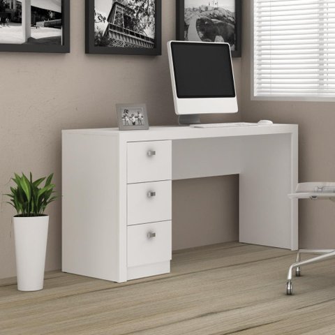 Mesa de Escritório 3 Gavetas Tecno Mobili - Branco