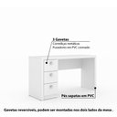 Ver imagem 3 de Mesa de Escritório 3 Gavetas Tecno Mobili - Branco