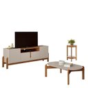 Ver imagem 2 de Rack com Mesa de Centro e Mesa Lateral 1,70m MDF Sala de Estar Bege Off White Cedro Lizz