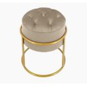 Ver imagem 1 de Puff Banqueta Estofado Decorativo Base de Ferro Capitonê Suede Bege do Lar Móveis e Decoração