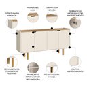 Ver imagem 3 de Buffet Aparador 160cm 4 Portas Pé Madeira Luara Hanover/Off White A10 - Mpozenato