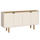 Ver imagem 2 de Buffet Aparador 160cm 4 Portas Pé Madeira Luara Hanover/Off White A10 - Mpozenato
