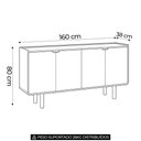 Ver imagem 4 de Buffet Aparador 160cm 4 Portas Pé Madeira Luara Hanover/Off White A10 - Mpozenato