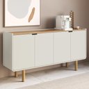 Ver imagem 1 de Buffet Aparador 160cm 4 Portas Pé Madeira Luara Hanover/Off White A10 - Mpozenato