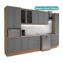 Ver imagem 6 de Cozinha Completa com Balcão Milla Sophie 13 Portas 5 Gavetas MDP Nogal com Cinza Titânio Móveis