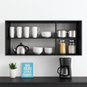 Armário de Cozinha 3 Portas Aéreo Suspenso Parede - Preto - 3