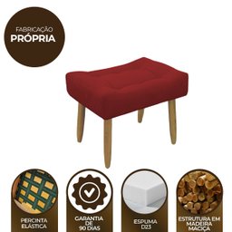 Puff Decorativo Quarto e Sala de Estar Suede Light Herrero:Vermelho - 6