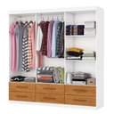 Ver imagem 2 de Guarda-roupa Solteiro Aria 6 Portas 6 Gavetas com Espelho Branco/cinamomo - Pnr Móveis