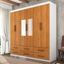 Ver imagem 1 de Guarda-roupa Solteiro Aria 6 Portas 6 Gavetas com Espelho Branco/cinamomo - Pnr Móveis