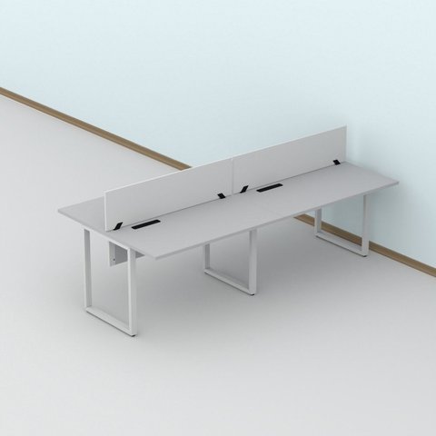 Escrivaninha Plataforma 4 Lugares 240x120cm Corporativa Light Cinza