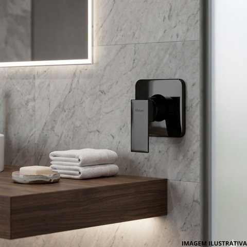 Acabamento para Monocomando de Chuveiro Meber Metais Axiom Slim Base 2997 3/4 Preto Matte