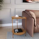 Ver imagem 2 de Mesa de Apoio Duda Lateral Nature Canto Sala/escritório/quarto com Pés de Ferro Bronze