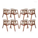 Ver imagem 1 de Kit 8 Cadeira Poltrona para Sala de Jantar Ravena em Madeira Castanho Suede Bege Ccs