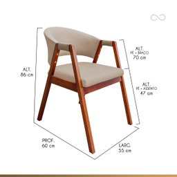 Kit 8 Cadeira Poltrona para Sala de Jantar Ravena em Madeira Castanho Suede Bege Ccs - 3