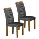 Ver imagem 1 de Cadeira para Mesa de Jantar Doha Mdf Kit 2 Peças Freijó Joli Chumbo - Leifer Móveis