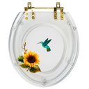 Ver imagem 1 de Assento Sanitário Poliester Decorada Convencional Transparente Girassol Beija Flor com Ferragem