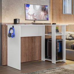 Mesa para Computador Dmx-500 108cm Pc Gamer Setup Branco - Desk Design - 2 Mesa para Computador Dmx-500 108cm Pc Gamer Setup Branco - Desk Design - 2