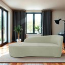 Ver imagem 1 de Recamier Curvo Orgânico 160cm 2 Lugares Lado Esquerdo para Sala de Estar Bouclé Paris Verde Oliva