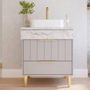 Ver imagem 1 de Gabinete para Banheiro 70cm com 1 Porta 1 Gaveta e Cuba de Sobrepor Riviera Cinza/Platina