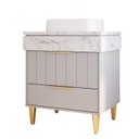 Ver imagem 2 de Gabinete para Banheiro 70cm com 1 Porta 1 Gaveta e Cuba de Sobrepor Riviera Cinza/Platina