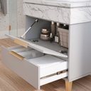 Ver imagem 4 de Gabinete para Banheiro 70cm com 1 Porta 1 Gaveta e Cuba de Sobrepor Riviera Cinza/Platina
