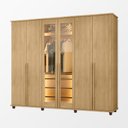 Ver imagem 2 de Guarda Roupa Belgica Reflecta 6 Portas com Vidro 3 Gavetas Cabideiro Nichos Prateleiras - Cinamomo