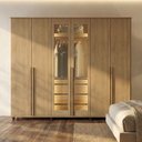 Ver imagem 1 de Guarda Roupa Belgica Reflecta 6 Portas com Vidro 3 Gavetas Cabideiro Nichos Prateleiras - Cinamomo