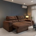 Ver imagem 1 de Sofá com Chaise Ravena 3 Lugares Retrátil e Reclinável 200cm Marrom Cialar Móveis