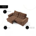 Ver imagem 4 de Sofá com Chaise Ravena 3 Lugares Retrátil e Reclinável 200cm Marrom Cialar Móveis