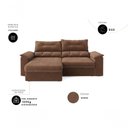 Ver imagem 3 de Sofá com Chaise Ravena 3 Lugares Retrátil e Reclinável 200cm Marrom Cialar Móveis