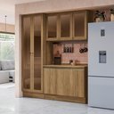 Ver imagem 1 de Armário de Cozinha Compacta com Vidro Reflecta 100% Mdf 192cm Nogueira Celeste Kappesberg