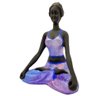 Bailarina Yoga Yogui Perna Cruzada Degrade de Lilás Pele Preta Imagem em Gesso - 2