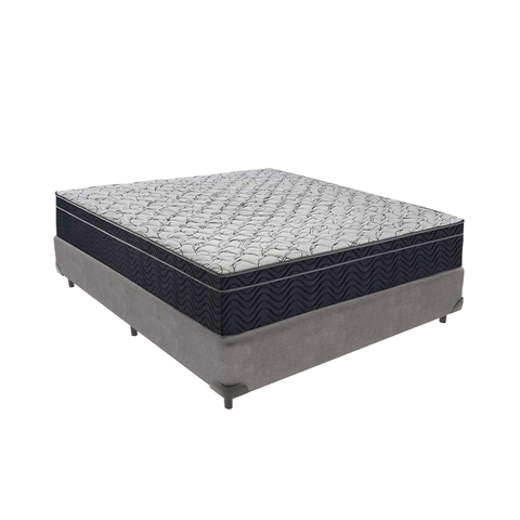 Cama Box Bipartido Casal Cinza e Colchão Airtech 150 D45 Ortobom