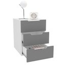 Ver imagem 3 de Mesa de Cabeceira Madri 3 Gavetas Cinza/branco - Politorno