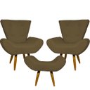 Ver imagem 1 de Kit 2 Poltronas Decorativas Para Sala Recepção Escritório Consultório + Puff Emilia Suede