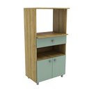 Ver imagem 1 de Balcão Armário Multiuso para Forno 2 Portas 1 Gaveta 60cm Cor Carvalho/verde - Mademóvel