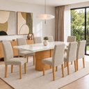 Ver imagem 1 de Conjunto Sala de Jantar 8 Lugares Retangular Tampo Vidro/MDF 200x90cm Mesa Diana e Cadeiras Espanha