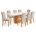 Ver imagem 2 de Conjunto Sala de Jantar 8 Lugares Retangular Tampo Vidro/MDF 200x90cm Mesa Diana e Cadeiras Espanha