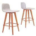 Ver imagem 2 de Meia Banqueta Línea Madeira Nobre e Verniz Pu C/ Linho Cinza